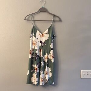 Soprano Cream and Green Floral Dress